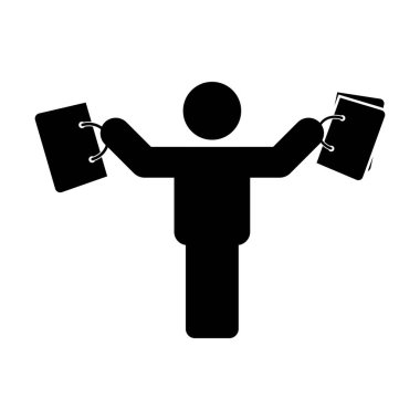 Alışveriş poşeti simgesi erkek vektör sembolü düz renk kabartma resimlemesi