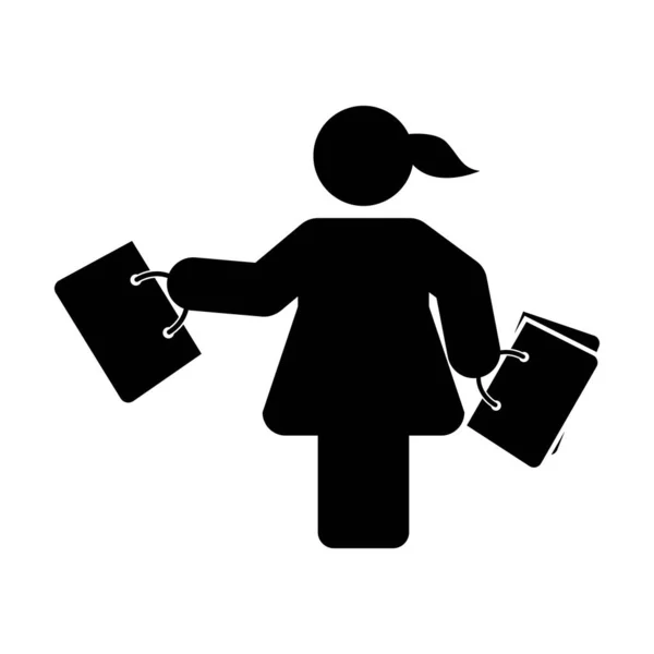 Sac Icône Vecteur Femme Personne Shopping Symbole Dans Une Illustration — Image vectorielle