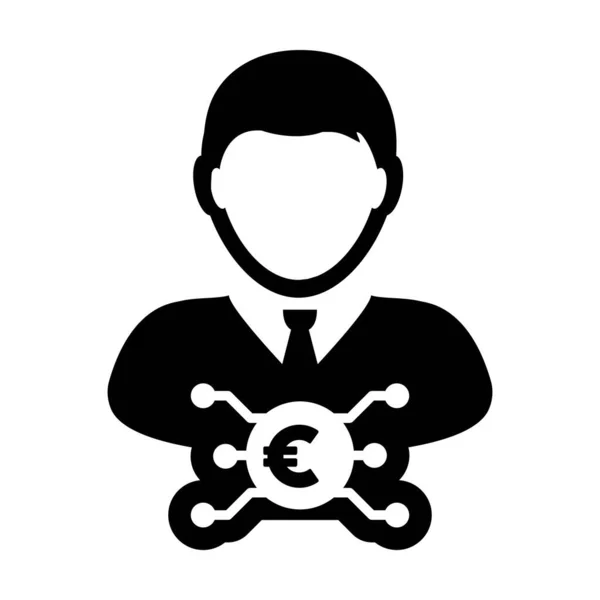 Euro Icon Vector Digital Currency Symbol Male User Person Profile — Stock Vector