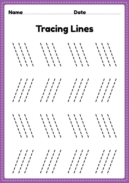 Tracing Lines Worksheet Für Kindergarten Und Vorschulkinder Für Pädagogische Aktivitäten — Stockvektor