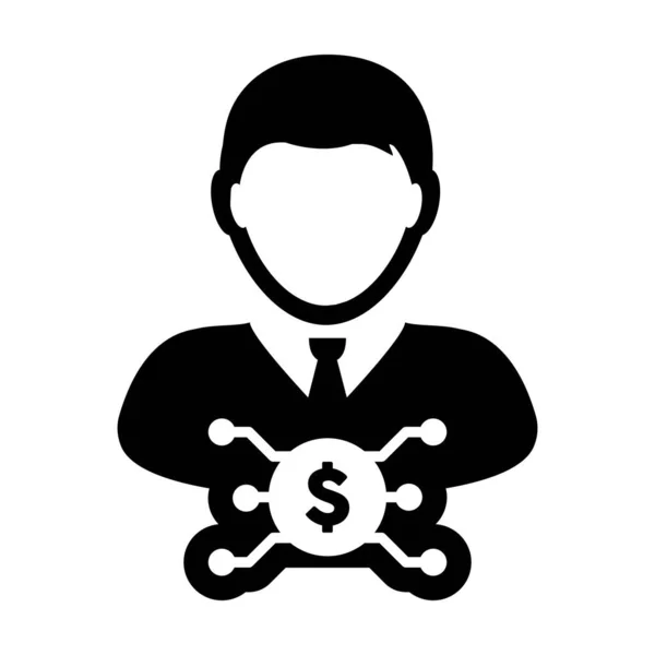 Ícone Dinheiro Digital Símbolo Moeda Dólar Vetor Com Avatar Perfil — Vetor de Stock