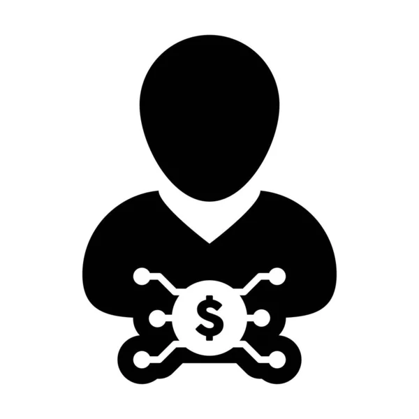Moeda Dólar Digital Vetor Ícone Banco Com Avatar Masculino Perfil — Vetor de Stock