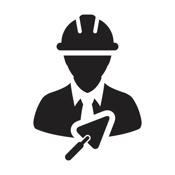 Labor Icon Trowel Vector Male Construction Mason Contractor Worker Person — Stock Vector