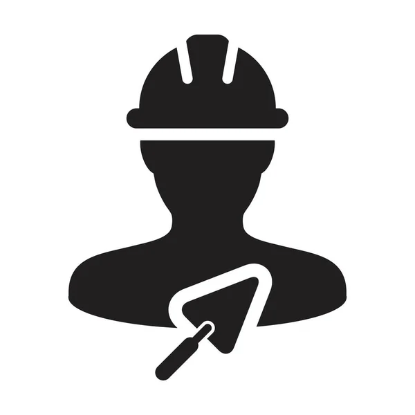 Icono Trabajador Construcción Con Vectores Llana Contratista Masculino Perfil Persona — Vector de stock