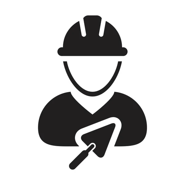 Icône Travailleur Avec Vecteur Truelle Constructeur Construction Mâle Entrepreneur Profil — Image vectorielle