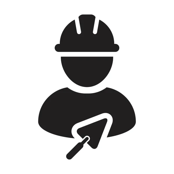 Labor Icon Trowel Vector Male Construction Mason Contractor Worker Person — Stock Vector