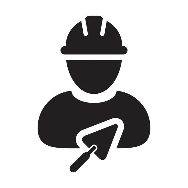 Ícone Construtor Com Vetor Espátula Construção Masculina Pedreiro Trabalhador Perfil — Vetor de Stock