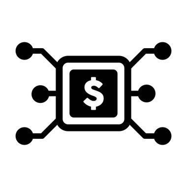 Varlık ve cüzdan için dijital işlemler için düz renkli bir resim çiziminde dijital dolar simgesi vektör para birimi sembolü