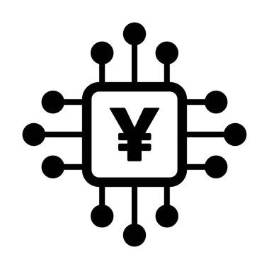 Sayısal Yuan ve Yen para ikonu vektör para birimi sembolü varlık ve cüzdan için dijital işlemler için düz renkli resim çizimi