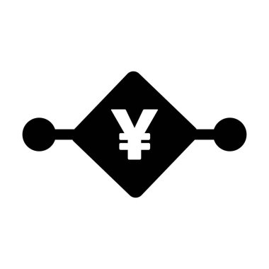 Varlık ve cüzdan için dijital işlemler için dijital Yen para simgesi vektör para birimi sembolü düz renkli bir resim çiziminde