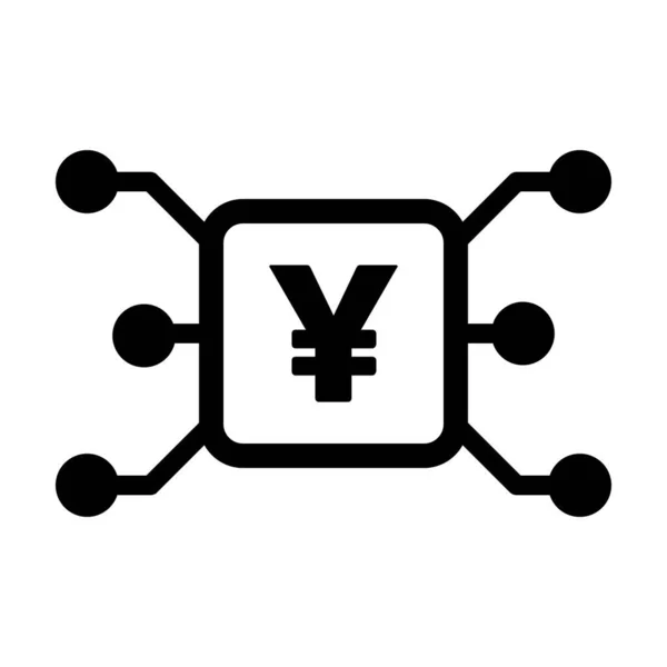 Símbolo Vetor Ícone Moeda Digital Yuan Yen Para Transações Digitais — Vetor de Stock