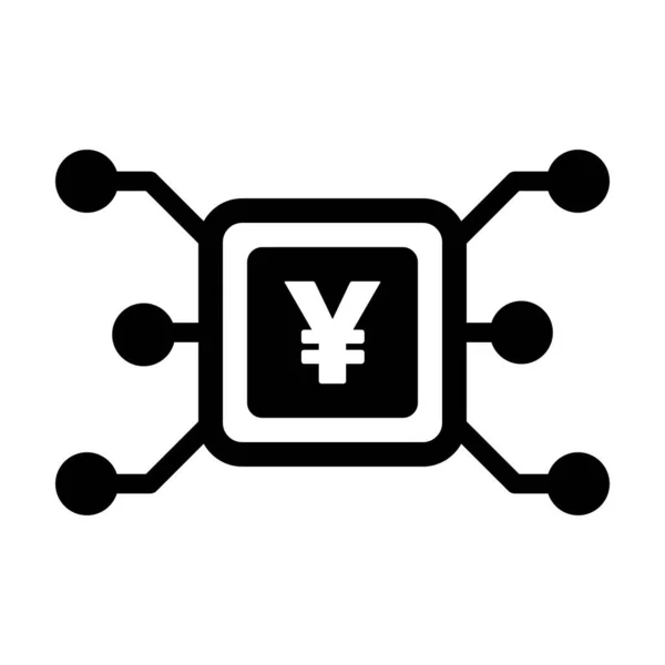Valuta Vettoriale Icona Simbolo Yuan Yen Digitale Transazioni Digitali Asset — Vettoriale Stock