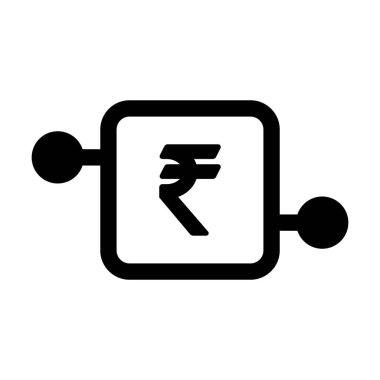 Sayısal Rupi sikke vektör para simgesi ve varlık ve cüzdan için dijital işlemler için düz renk resimli resim çiziminde imza