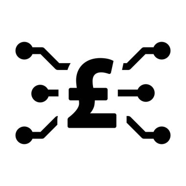 Varlık ve cüzdan için dijital işlemler için düz renkli bir resim çiziminde dijital pound vektör para birimi sembolü