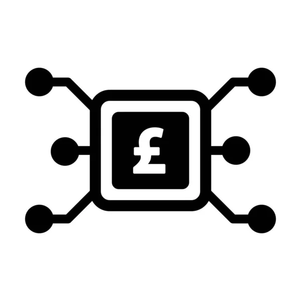 Digital Pound Money Icon Vector Currency Symbol Digital Transactions Asset — Stock Vector