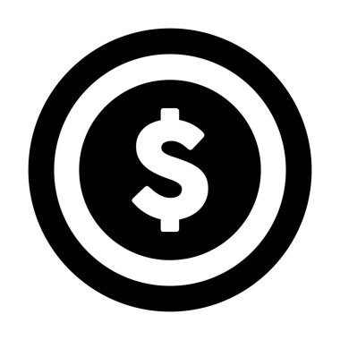 İşletme ve finans için düz renk glifli resimli dolar ikonu vektör para birimi simgesi işareti