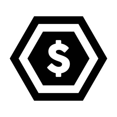 İşletme ve finans için düz renk glifli resimli dolar ikonu vektör para birimi simgesi işareti