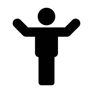 Kamu Sözcüsü simgesi erkek vektör sembolü. Düz renk kabartma sembolü ile elleri açık. Resim çizimi