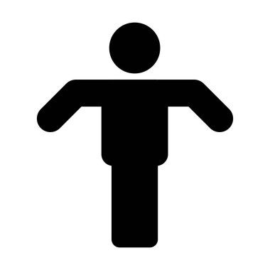 Erkek simgesi erkek vektör sembolü. Düz renk kabartma sembolü ile elleri açık. Resim çizimi.