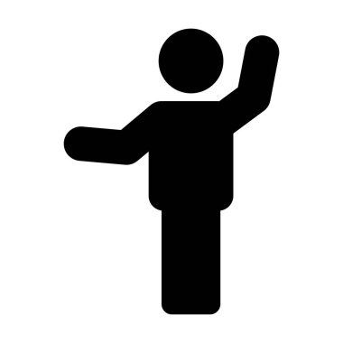 Düz renk kabartma sembolü ile elleri açık olan insan sembolü vektörü resim çizimi