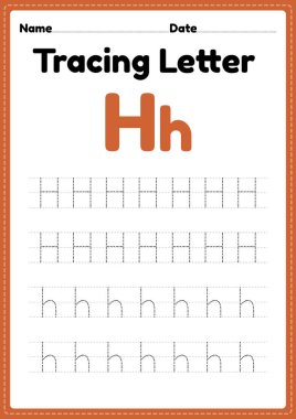 letter h tracing alphabet worksheets free vector eps cdr ai svg vector illustration graphic art