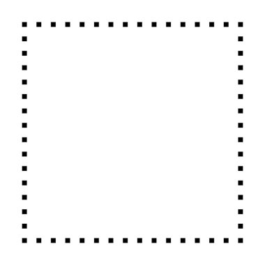 Piktogram illüstrasyonunda yaratıcı grafik tasarımı için kare şekilli noktalı ikon vektör sembolü