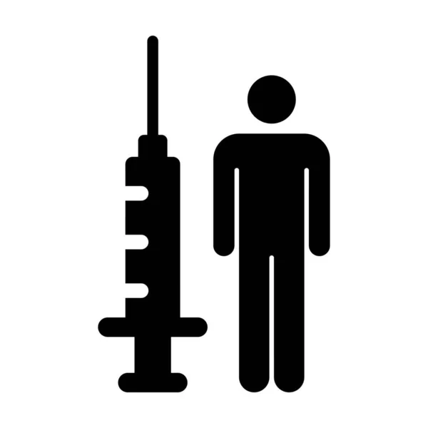 Vector Icono Vacuna Con Jeringa Inyectable Símbolo Persona Masculina Para — Archivo Imágenes Vectoriales