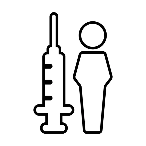 Icône Vaccination Vecteur Avec Seringue Injection Vaccin Symbole Personne Féminine — Image vectorielle