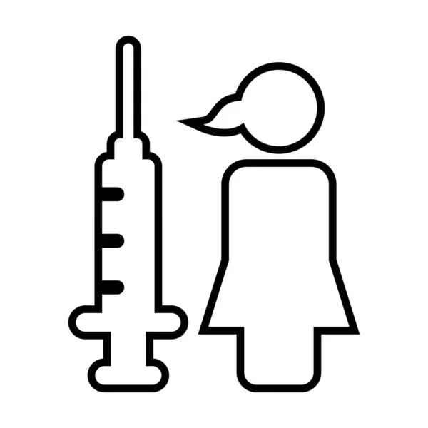 Vaccinatie Icoon Vector Met Vaccin Injectiespuit Vrouwelijk Persoon Symbool Voor — Stockvector