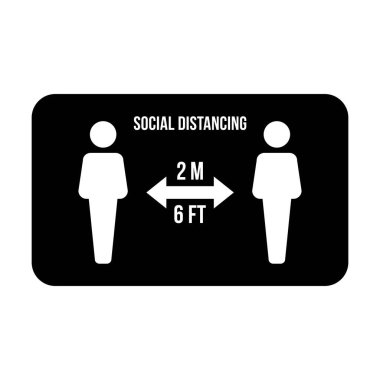 Sosyal uzaklık simgesi vektörü güvenli uzaklık işaretini bir kabartma resim çiziminde tut