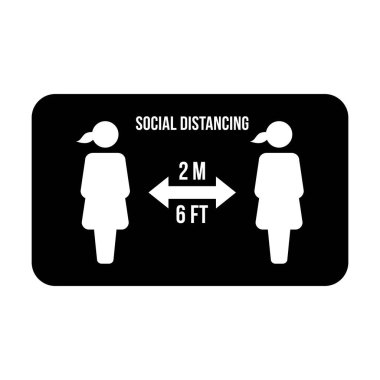 Sosyal uzaklık simgesi vektörü güvenli uzaklık işaretini bir kabartma resim çiziminde tut