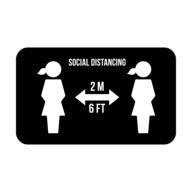 Sosyal uzaklık simgesi vektörü güvenli uzaklık işaretini bir kabartma resim çiziminde tut