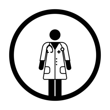 Glyph Pictogram illüstrasyonunda tıbbi danışmanlık için stetoskop kullanan doktor ikon kadın profil avatarı