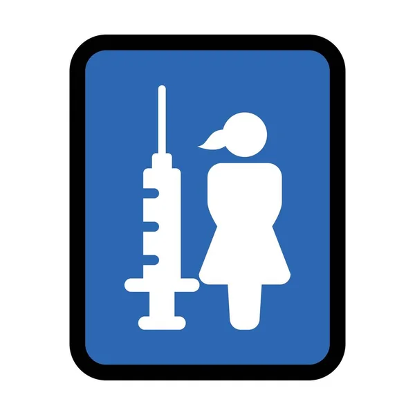 Vettore Icone Vaccinali Con Siringa Iniezione Simbolo Della Persona Femminile — Vettoriale Stock