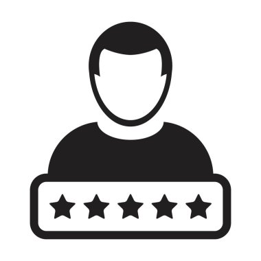 Sosyal kredi puanı ikonu 5 yıldız derecelendirme vektörü erkek kullanıcı profili Avatar sembolü