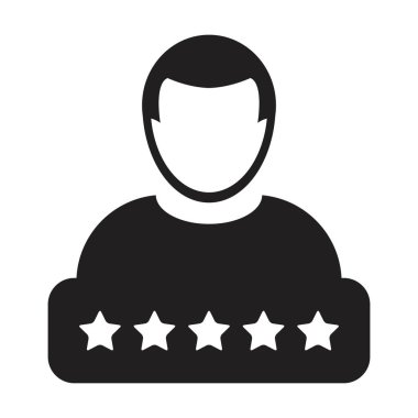 Sosyal kredi sistemi simgesi 5 yıldız derecelendirme vektörü erkek kullanıcı profili Avatar sembolü