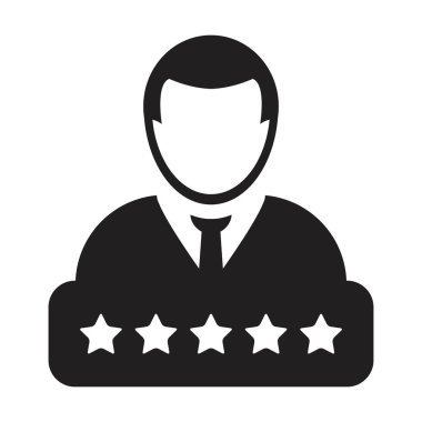 Sosyal kredi sistemi vektörü erkek kullanıcı profili Avatar sembolü için 5 Yıldız derecelendirme simgesi