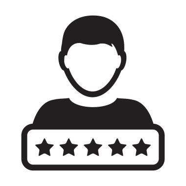 Kredi puanı simgesi sosyal 5 yıldız derecelendirme vektörü erkek kullanıcı profili Avatar sembolü