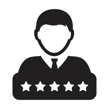 Sosyal kredi sistemi simgesi 5 yıldız derecelendirme vektörü erkek kullanıcı profili Avatar sembolü