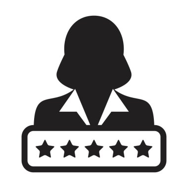 Sosyal kredi puanı sistemi vektörü kadın kullanıcı profili Avatar sembolü için yıldız derecelendirme simgesi