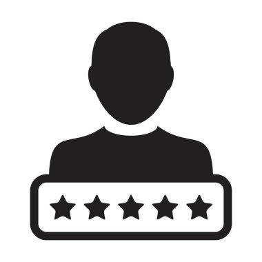 Kredi puanı simgesi sosyal 5 yıldız derecelendirme vektörü erkek kullanıcı profili Avatar sembolü