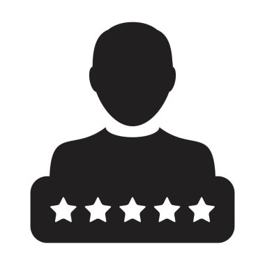 Sosyal puan simgesi 5 yıldız derecelendirme vektörü erkek kullanıcı profili Avatar sembolü