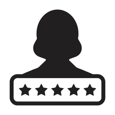 Kredi puanı simgesi sosyal 5 yıldız derecelendirme vektörü kadın kullanıcı profili Avatar sembolü