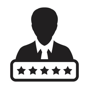 Kredi puanı simgesi sosyal 5 yıldız derecelendirme vektörü erkek kullanıcı profili Avatar sembolü