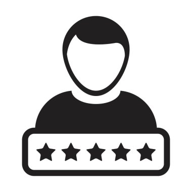 Sosyal kredi puanı ikonu 5 yıldız derecelendirme vektörü erkek kullanıcı profili Avatar sembolü