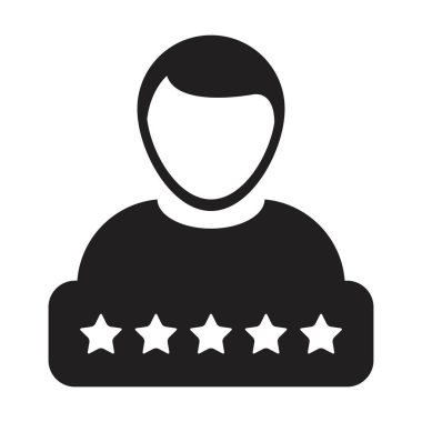 Sosyal kredi sistemi simgesi 5 yıldız derecelendirme vektörü erkek kullanıcı profili Avatar sembolü