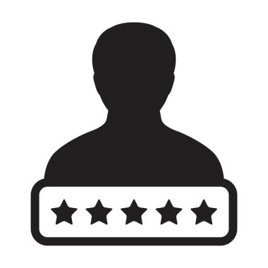 Kredi puanı simgesi sosyal 5 yıldız derecelendirme vektörü erkek kullanıcı profili Avatar sembolü