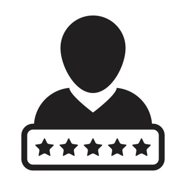 Sosyal kredi puanı ikonu 5 yıldız derecelendirme vektörü erkek kullanıcı profili Avatar sembolü