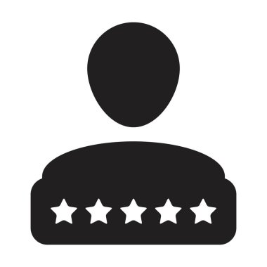 Sosyal puan simgesi 5 yıldız derecelendirme vektörü erkek kullanıcı profili Avatar sembolü