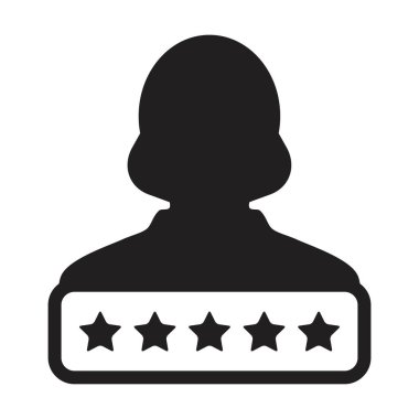 Sosyal kredi çekirdeği simgesi 5 yıldız derecelendirme vektörü kadın kullanıcı profili Avatar sembolü